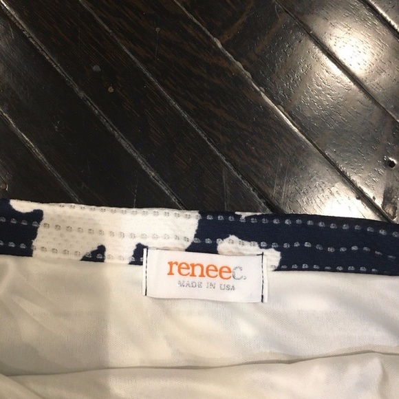 Renee C. Navy & White Floral A-Line Skirt - Medium - Picture 2 of 4